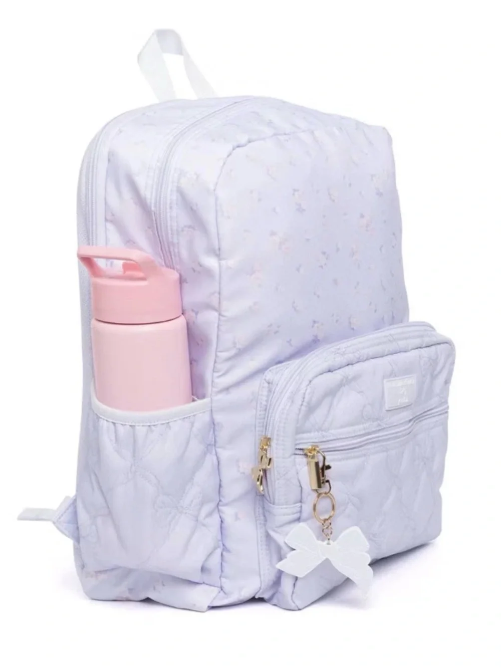 LoveShackFancy Lavender Quilted Kids Backpack with Bow Charm